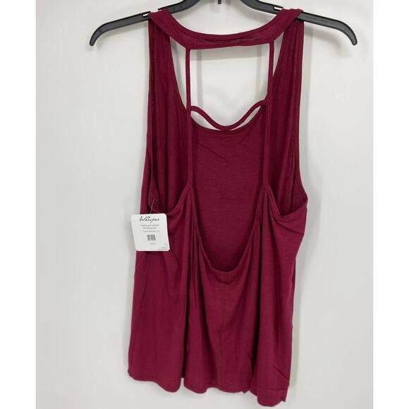 Whisper Burgundy Strappy Open Back Tank Top 1X NEW Womens Summer Gym Flowy - Picture 2 of 8